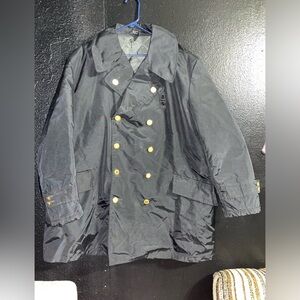 Vintage Blauer Nylolite Police Navy Blue Coat Jacket Gold Buttons